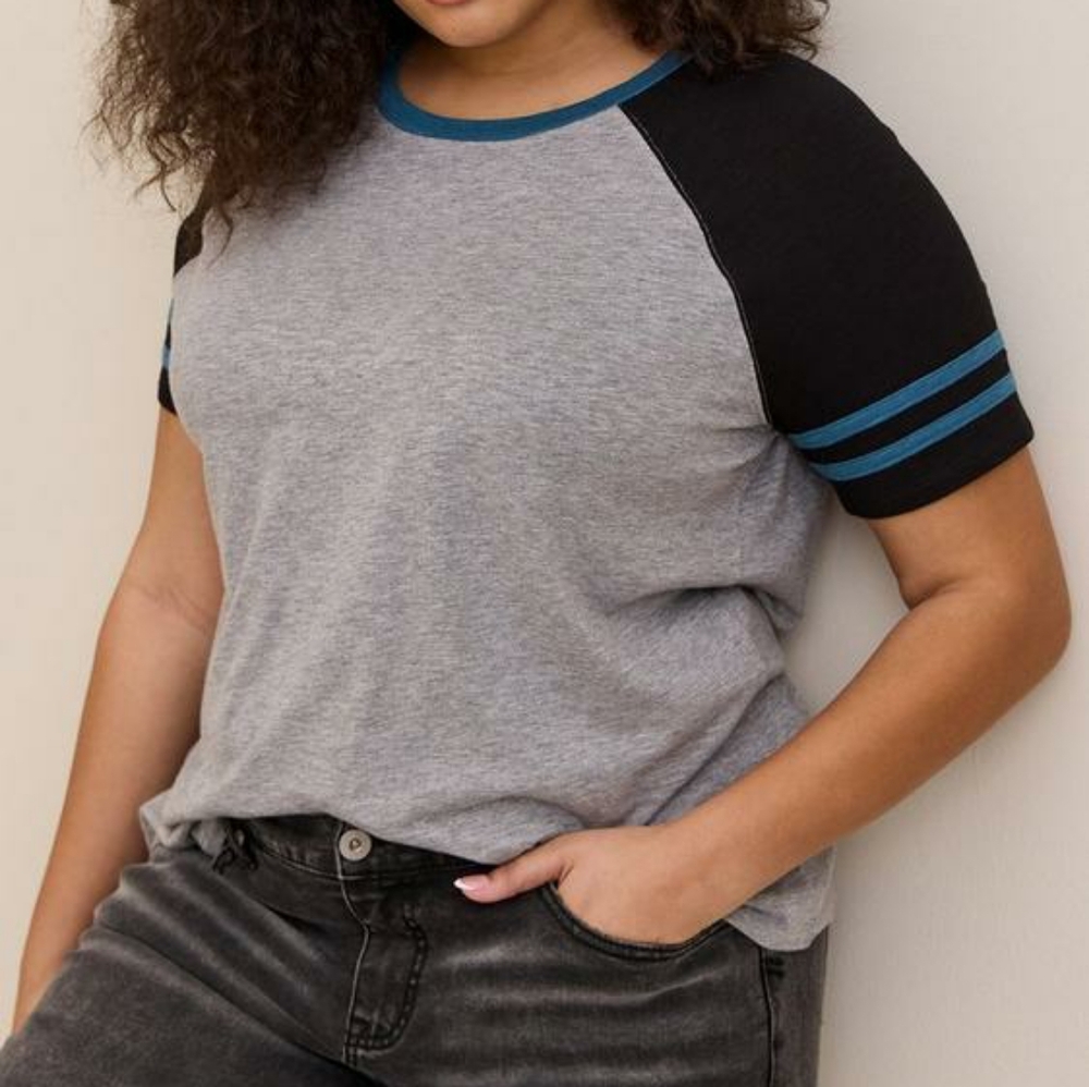 NWT Torrid Varsity Raglan Crew Neck Tee